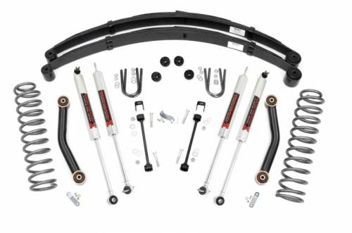 Rough Country - 63340 | Rough Country 4.5 Inch Lift Kit RR Springs For Jeep Cherokee XJ 2/4WD | 1984-2001 | M1 Shocks