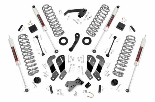 Rough Country - 69340 | Rough Country 3.5 Inch Lift Kit With Control Arm Drop For Jeep Wrangler JK 4WD | 2007-2018 | M1 Shocks