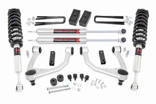 Rough Country - 76840 | Rough Country 3.5 Inch Lift Kit For Toyota Tundra 2/4WD (2007-2021) | Aluminum Finish, Front M1 Struts (4WD Only), Rear M1 Shocks