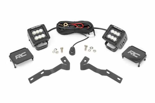 Rough Country - 71081 | Rough Country LED Ditch Light Kit For Toyota Tacoma | 2016-2023 | Black Series With Flood Beam