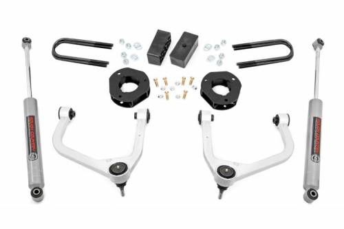 Rough Country - 28830 | Rough Country 3.5 Inch Lift Kit For GMC Sierra 1500 2WD/4WD | 2019-2024 | Rear Factory Mono-Leaf Spring, Strut Spacer With N3 Rear Shocks