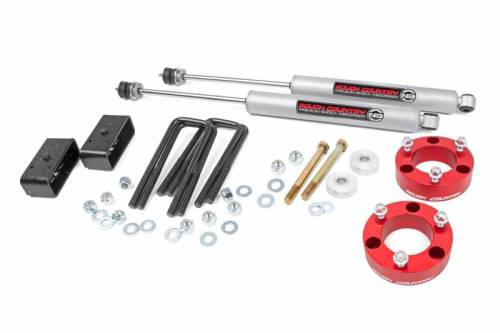 Rough Country - 74530RED | Rough Country 3 Inch Lift Kit For Toyota Tacoma 2/4WD | 2005-2023 | Front No Struts (Red Spacer), Rear N3 Shocks