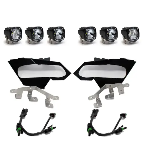 Baja Designs - 447074 | Baja Designs S1 Triple LED Headlight Kit For Can-Am Maverick X3 | 2017-2021 | Clear