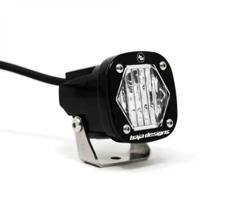 Baja Designs - 380005 | Baja Designs S1 Black LED Auxiliary Light Pod | Single, Wide Cornering Light Pattern, Clear, Universal