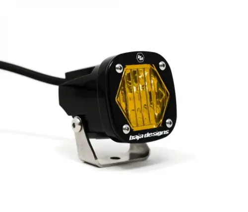 Baja Designs - 380015 | Baja Designs S1 Black LED Auxiliary Light Pod | Single, Wide Cornering Light Pattern, Amber, Universal