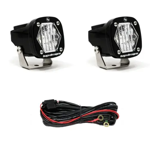 Baja Designs - 387805 | Baja Designs S1 Black LED Auxiliary Light Pod | Pair, Wide Cornering Light Pattern, Clear, Universal