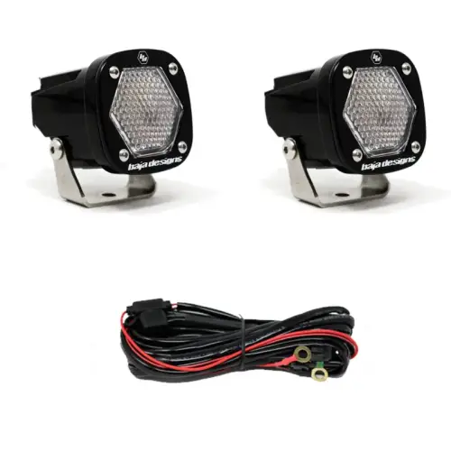 Baja Designs - 387806 | Baja Designs S1 Black LED Auxiliary Light Pod | Pair, Work/Scene Light Pattern, Clear, Universal