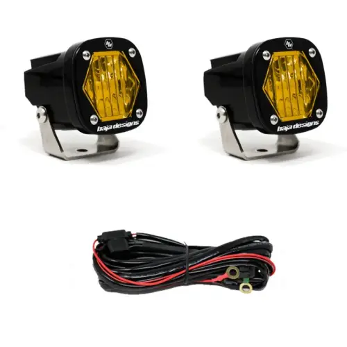 Baja Designs - 387815 | Baja Designs S1 Black LED Auxiliary Light Pod | Pair, Wide Cornering Light Pattern, Amber, Universal