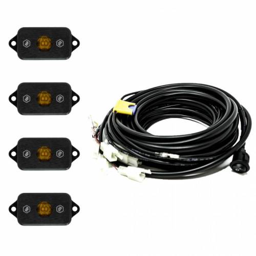 Baja Designs - 447056 | Baja Designs LED Rock Light Kit For Small To Mid-sized Vehicle | Amber, Universal