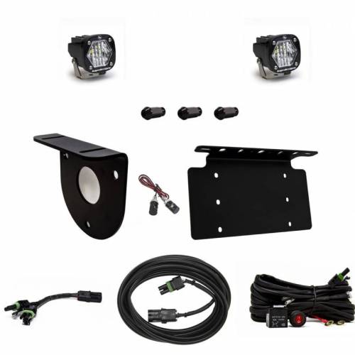 Baja Designs - 447765 | Baja Designs S1 Dual Reverse Light Kit For Ford Bronco | 2021-2023 | Wide Cornering Light Pattern, Clear, Toggle Wiring, With License Plate Mount