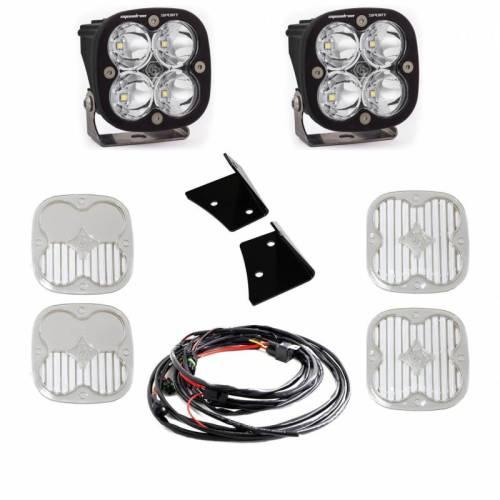 Baja Designs - 447796 | Baja Designs Squadron Sport A-Pillar LED Light Pod Kit For Jeep Wrangler JK | 2007-2018 | Spot Light Pattern, Clear