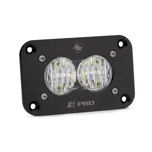 Baja Designs - 481005 | Baja Designs S2 Pro Black Flush Mount LED Auxiliary Light Pod | Single, Wide Cornering Light Pattern, Clear, Universal