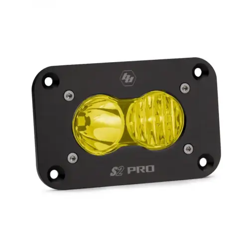 Baja Designs - 481013 | Baja Designs S2 Pro Black Flush Mount LED Auxiliary Light Pod | Single, Driving/Combo, Pattern, Amber, Universal