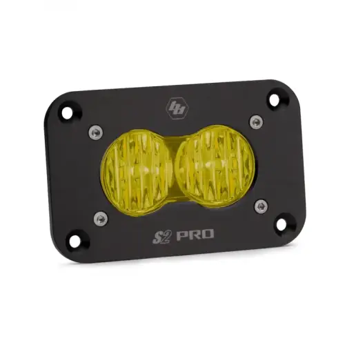 Baja Designs - 481015 | Baja Designs S2 Pro Black Flush Mount LED Auxiliary Light Pod | Single, Wide Cornering Light Pattern, Amber, Universal