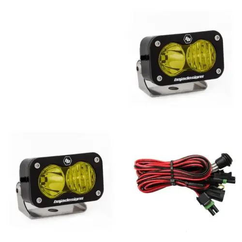 Baja Designs - 487813 | Baja Designs S2 Pro Black Auxiliary LED Light Pod | Pair, Driving/Combo Light Pattern, Amber, Universal