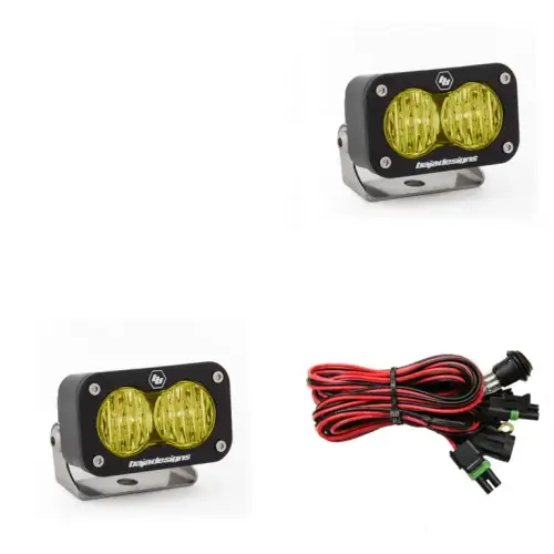 Baja Designs - 547815 | Baja Designs S2 Sport Black Auxiliary LED Light Pod | Pair, Wide Cornering Light Pattern, Amber, Universal