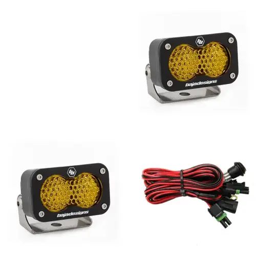 Baja Designs - 547816 | Baja Designs S2 Sport Black Auxiliary LED Light Pod | Pair, Work/Scene Light Pattern, Amber, Universal