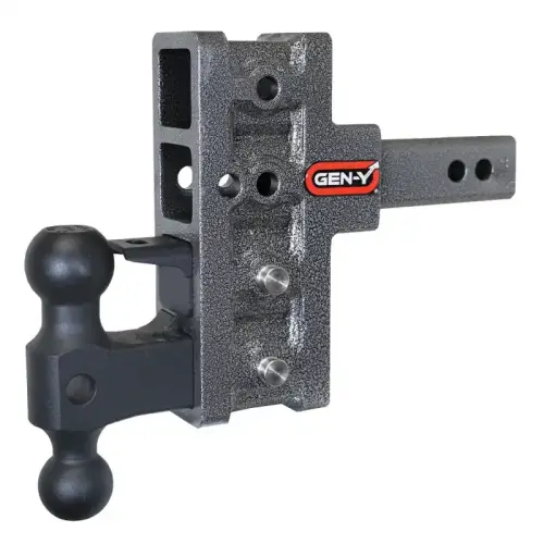 GEN-Y Hitch - GH-224 | GEN-Y Hitch Mega-Duty Hitch | 2" Offset Shank, 2.5" Rise, 5" Drop, 2000 lb Tongue Weight, 16,000 lb Capacity, With GH-051 Dual-Ball & GH-032 Pintle Lock