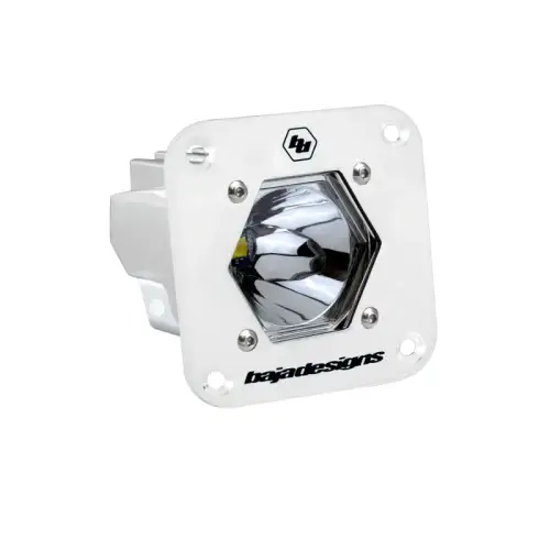 Baja Designs - 381001WT | Baja Designs S1 White Flush Mount LED Auxiliary Light Pod | Single, Spot Light Pattern, Clear, Universal