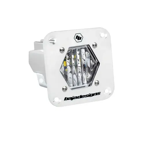 Baja Designs - 381005WT | Baja Designs S1 White Flush Mount LED Auxiliary Light Pod | Single, Wide Cornering Light Pattern, Clear, Universal