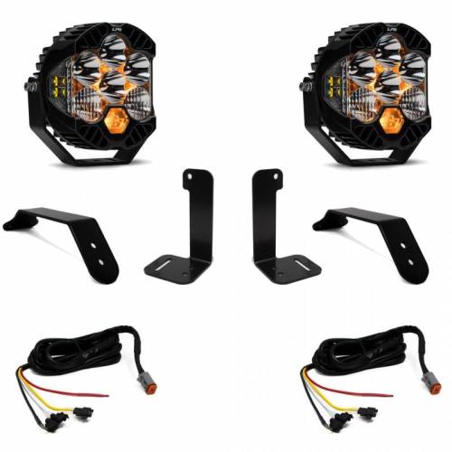 Baja Designs - 447659UP | Baja Designs LP6 Pro Bumper LED Light Kit For Jeep Gladiator JT / Wrangler JL | 2018-2022 | Driving/Combo Light Pattern, Clear, Upfitter Wiring, With OE Plastic Bumper