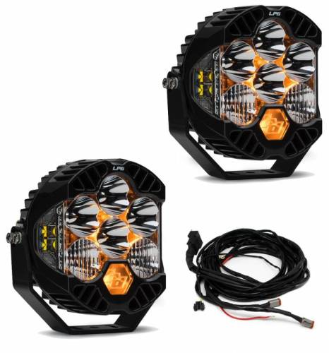 Baja Designs - 447671UP | Baja Designs LP6 Pro Bumper LED Pod Light Kit For Jeep Gladiator JT / Wrangler JL | 2018-2022 | Driving/Combo Light Pattern, Clear, Upfitter Wiring, With OE Steel Bumper