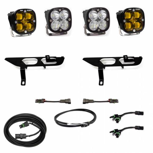 Baja Designs - 447700UP | Baja Designs Squadron SAE/Pro Pocket Fog Light Kit For Without DRL Ford F-150 | 2021-2022 | SAE Fog, Amber, Upfitter Wiring