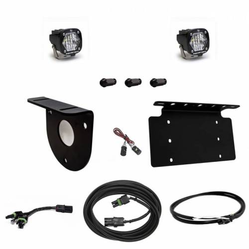 Baja Designs - 447765UP | Baja Designs S1 Dual Reverse Light Kit For Ford Bronco | 2021-2023 | Wide Cornering Light Pattern, Clear, Upfitter Wiring, With License Plate Mount