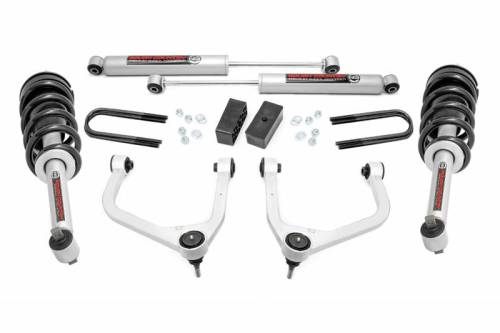 Rough Country - 28831 | Rough Country 3.5 Inch Lift Kit For GMC Sierra 1500 2WD/4WD | 2019-2024 | Rear Factory Mono-Leaf Spring, N3 Strut With N3 Rear Shocks