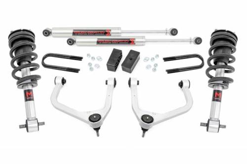 Rough Country - 28840 | Rough Country 3.5 Inch Lift Kit For GMC Sierra 1500 2WD/4WD | 2019-2024 | Rear Factory Mono-Leaf Spring, M1 Strut With M1 Rear Shocks