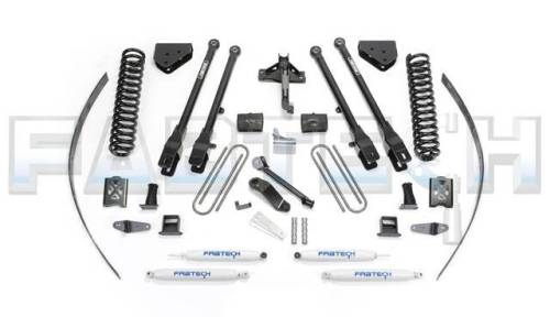 Fabtech Motorsports - 2005-2007 Ford F250 4WD with Factory Overload 8 Inch 4 Link System with Coils & Performance Shocks