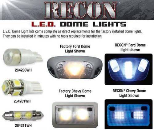 Recon Truck Accessories - 264166 | Recon LED Dome Light Replacement Set (2005-2014 Mustang)