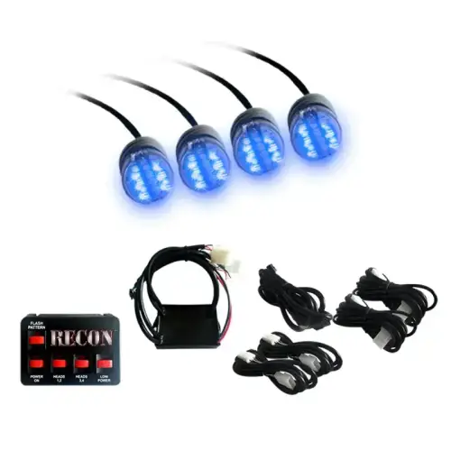 Recon Truck Accessories - 26419BL | Recon 36-Watt Blue Strobe Light Kit LED in 19 Flash Patterns