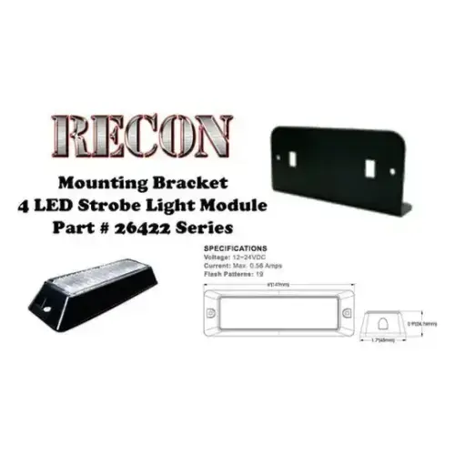 Recon Truck Accessories - 26422BRKT | Recon L Bracket Single Head for 26422 LED Strobe Light