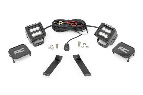 Rough Country - 70079 | Rough Country LED Ditch Light Kit For Jeep Cherokee KL | 2014-2021 | Black Series With Flood Beam