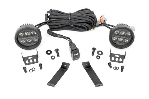 Rough Country - 70083 | Rough Country LED Ditch Light Kit For Jeep Cherokee KL | 2014-2021 | 3.5 Inch Round With Amber DRL