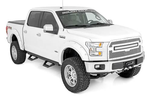 Rough Country - 51008A | Rough Country SRX2 Adjustable Aluminum Step (2015-2024 F150 2WD/4WD | 2017-2022 F250, F350 Super Duty 2WD/4WD)