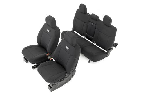 Rough Country - 91056 | Rough Country Neoprene Front Bucket And Rear Bench With Armrest Seat Covers For Ford Ranger | 2019-2023