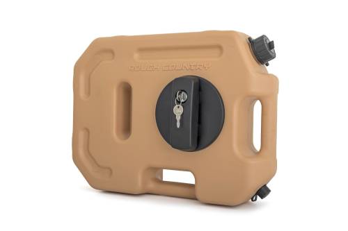 Rough Country - 99061 | Rough Country Mountable Flat Fluid Container With Locker | 10L, Military Tan