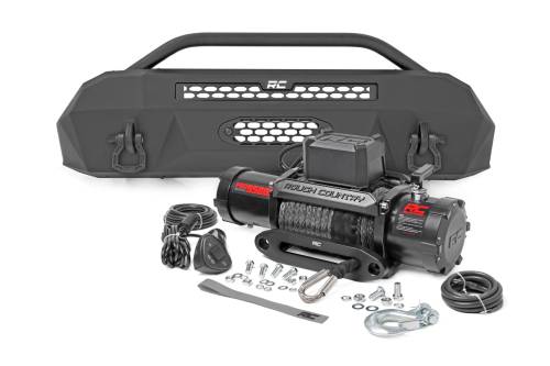 Rough Country - 10714 | Rough Country Front Hybrid Bumper For Toyota Tacoma 2/4WD | 2016-2023 | PRO9500S Winch, No Lights