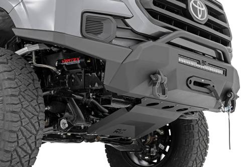 Rough Country - 10716 | Rough Country Front Bumper For Toyota Tacoma 4WD | 2016-2023 | No Lights, With PRO9500S Winch | Synthetic Rope Only