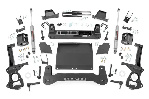 Rough Country - 27531D | Rough Country 4 Inch Lift Kit Chevrolet Silverado / GMC Sierra 1500 | 2019-2024 | Diesel Trailboss/AT4, Front Strut Spacers, Rear N3 Shocks