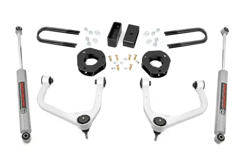 Rough Country - 28230 | Rough Country 3.5 Inch Lift Kit For Chevrolet Silverado 1500 2/4WD | 2019-2024 | Factory Mono-Leaf Springs, Strut Spacers & N3 Rear Shocks