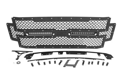 Rough Country - 70216 | Ford Mesh Grille w/ Dual 12in Black-Series LEDs (17-19 Super Duty)