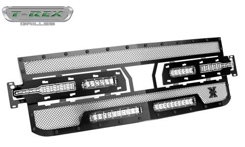 T-Rex Billet - 6311261-BR | T-Rex Stealth Torch Series Grille | Black | 1 Pc | Replacement | Black Studs | Incl. 2 - 6 in. & 2 - 10 in. LEDs