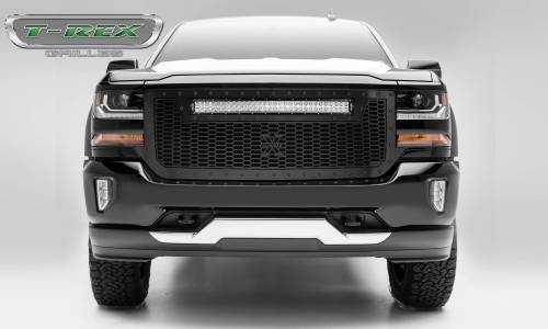 T-Rex Billet - 7311281-BR | T-Rex Stealth Laser Torch Series Grille | Laser Cut Pattern | Mild Steel | Black | Black Studs | 1 Pc | Replacement