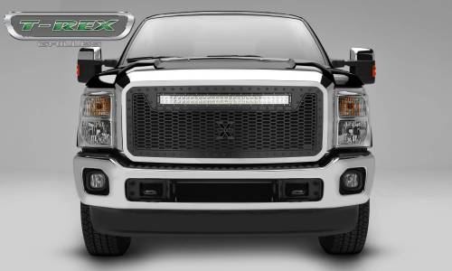 T-Rex Billet - 7315461-BR | T-Rex Stealth Laser Torch Series Grille | Laser Cut Pattern | Mild Steel | Black | Black Studs | 1 Pc | Insert | Incl. Universal Wiring Harness