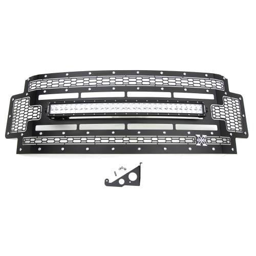 T-Rex Billet - 7315471 | T-Rex Laser Torch Series Grille | Laser Cut Pattern | Mild Steel | Black | Chrome Studs | 1 Pc | Replacement