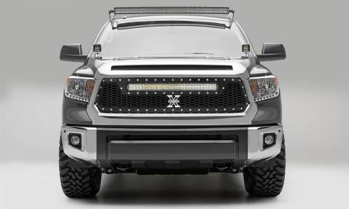 T-Rex Billet - 7319641 | T-Rex Laser Torch Series Grille | Laser Cut Pattern | Mild Steel | Black | Chrome Studs | 1 Pc | Replacement