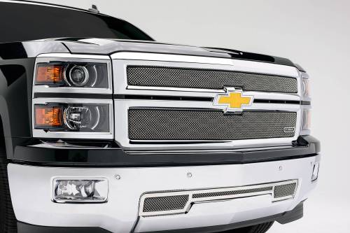 T-Rex Billet - 44117 | T-Rex Sport Series Grille | Small Mesh | Stainless Steel | Chrome | 2 Pc | Overlay [Available While Supplies Last]